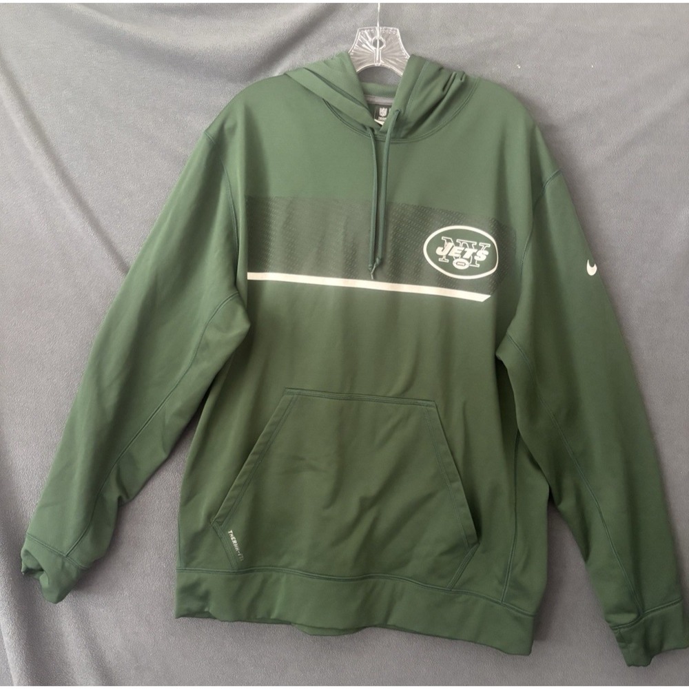 NikeNFL New York Jets Therma- FIT Green Hoodie Sweatshirt Men's Size XL